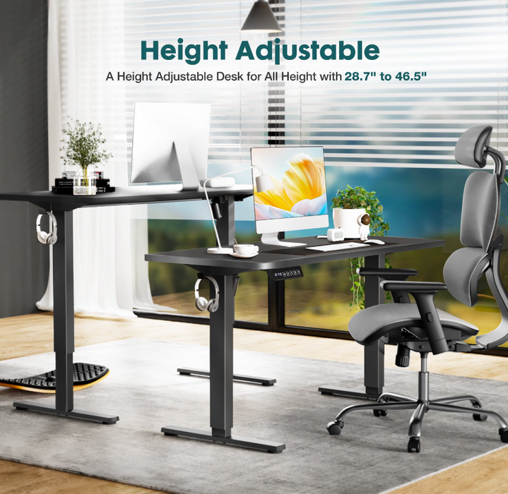 TINKLE WELL Updated Electric Standing Desk, 63 x 24'' Adjustable Height Electric Standing Computer Desk, Ergonomic Workstation with 3 Memory Controller, Bamboo Texture