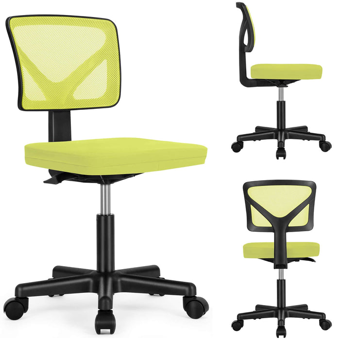 Sybels Adjustable Mesh Office Chair - Padded Seat, Low Back Support, 360° Swivel & Smooth Rolling Casters, Yellow