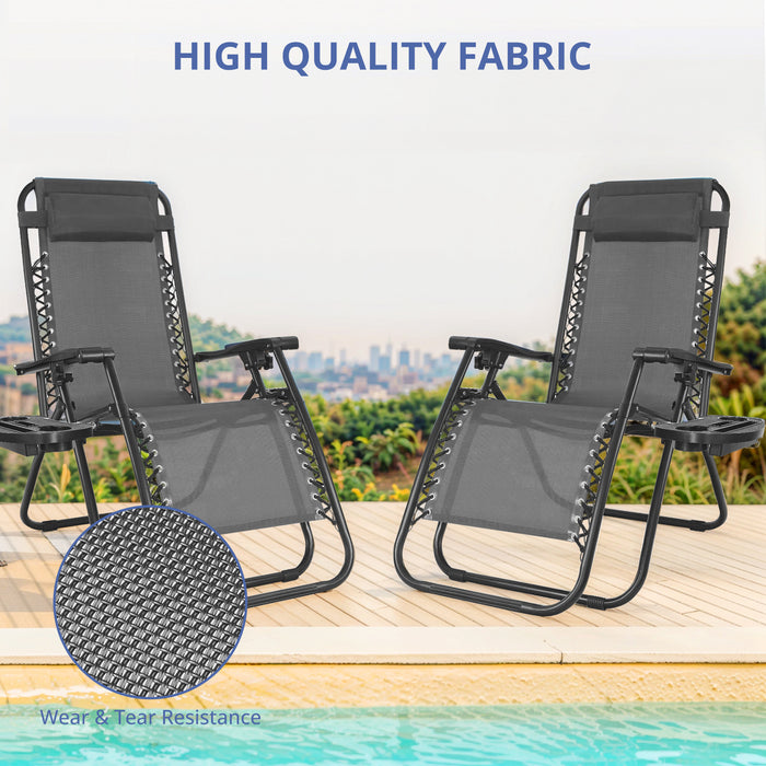 Simenmax Zero Gravity Chairs, Set of 2 Portable Recliner Beach Camping Patio Outdoor Folding Lounge Chair,Black