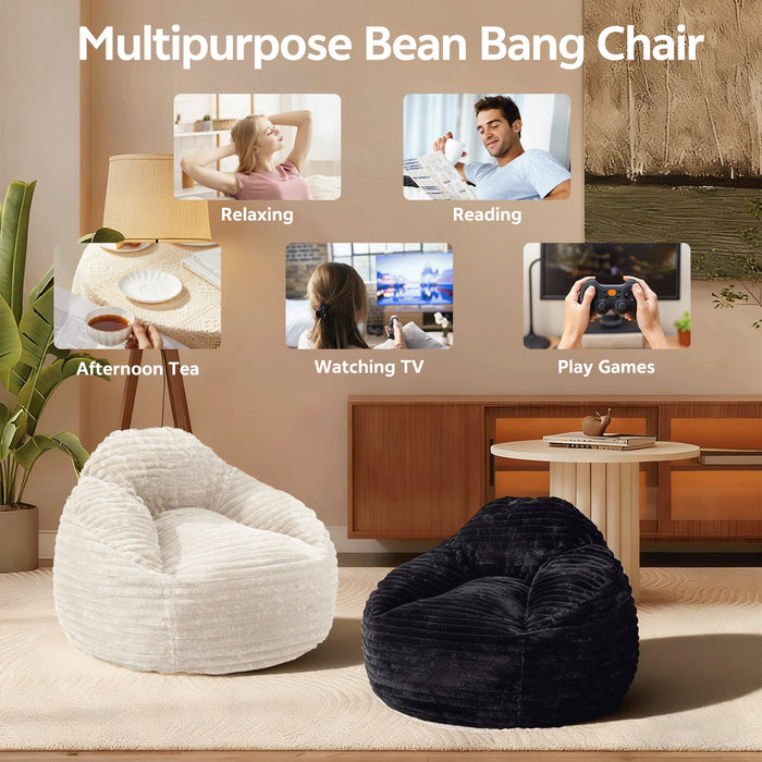 Simenmax 39" Memory Foam Bean Bag Chair with Backrest & Armrests - Ergonomic Lounger for Adults, Living Room, Bedroom, Dorm - Supports 250 lbs, Black
