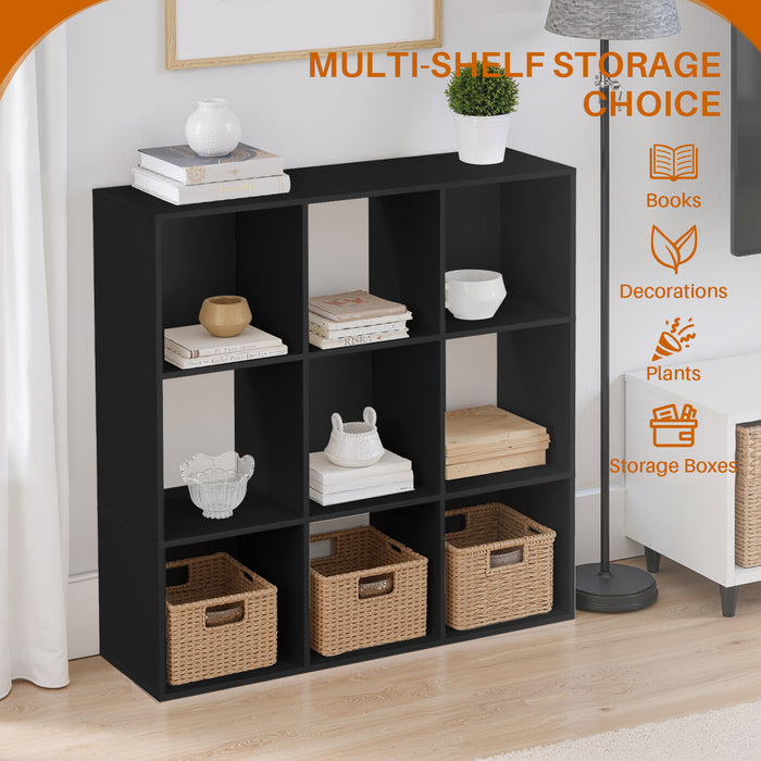 Simenmax 9 Cube Storage Organizer, Bookshelf with 5 Removable Back Panels for Living Room, Bedroom, Home Office, Black