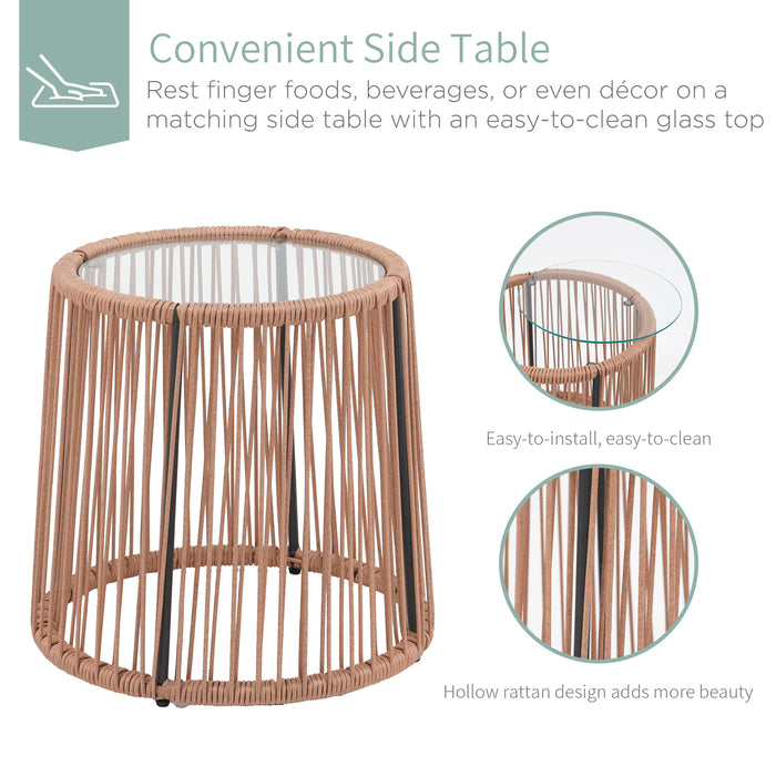 3 Piece Outdoor Wicker Furniture Patio Bistro Set, Rattan Conversation Set with 2 Wicker Patio Chairs, Coffee Table and Cushion, Patio Furniture for Porch, Backyard, Balcony