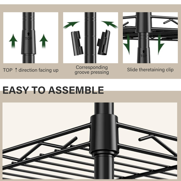 TINKLE WELL 3/4/5-Tier Shelving Unit, Heavy Duty Metal Wide Storage, Adjustable Standing Wire Rack Storage Shelf for Kitchen, Pantry, Garage, Laundry