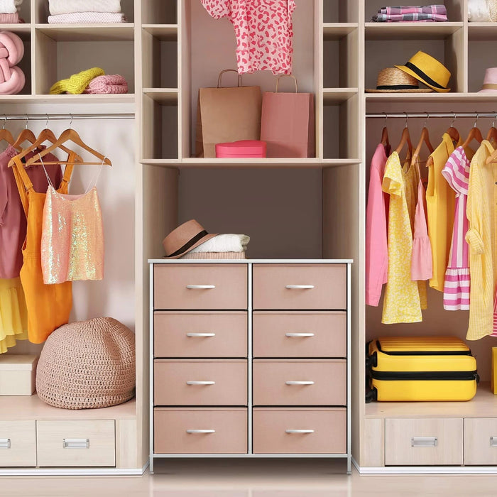 Simenmax 4/5/7/8/9Dresser, Storage Drawers with Removable Fabric Bins, Fabric Closet Chests Organizer for Bedroom, Closet, Living Room, Pink