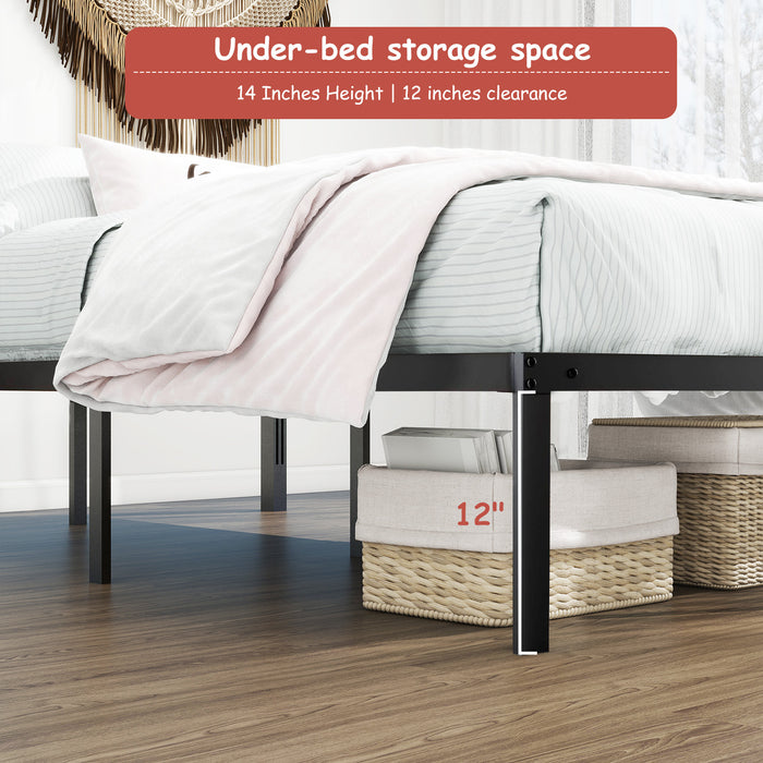 WOod-it Bed Frames, 14 Inch High Heavy Duty Metal Mattress Foundaation Platform Sturdy Steel Slat Support, No Box Spring NeedJed