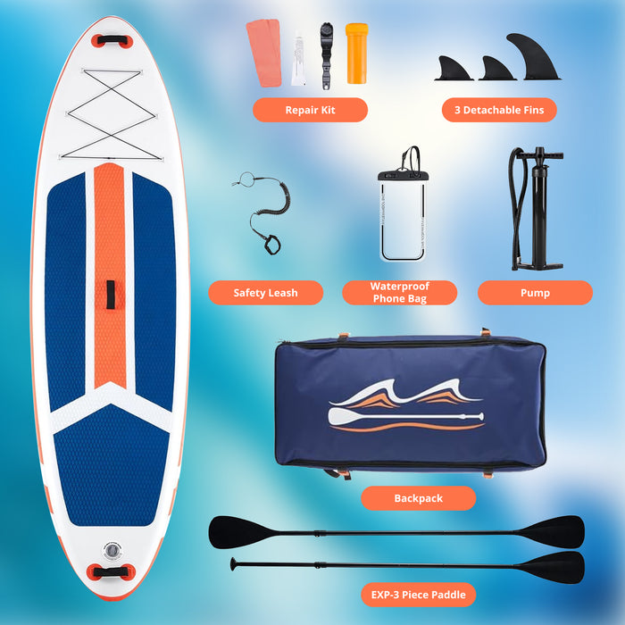 Simenmax 2-in-1 Inflatable Stand Up Paddle Board Kit - Premium Wide SUP for All Skill Levels Non-Slip Deck,Orange