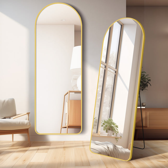 16"x59" Arched Mirror Full Length, Body Wall Mirrors with Shatter-Proof Glass, Floor Standing, Hanging or Leaning, Tall Arch Mirror with Stand Aluminum Alloy Frame for Bedroom Cloakroom