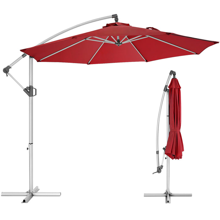 Bigleap 10ft Offset Umbrella Cantilever Patio Hanging Umbrella Outdoor Market Umbrella,Red