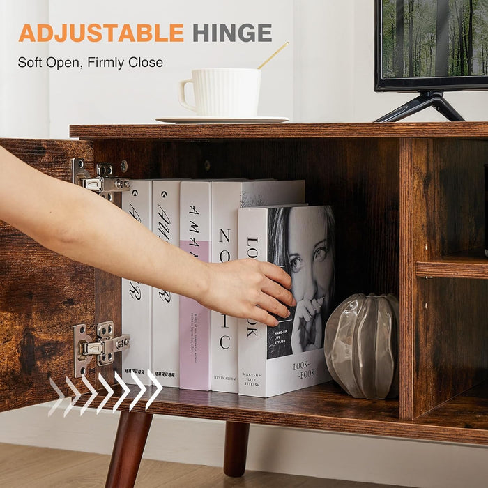 Bigleap TV Stand for 55 60 inch TV, Modern Mid Century Entertainment Center with Storage, Media Console Table 2 Cabinet, for Living Room, Office, Rust Brown