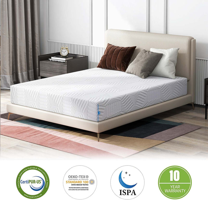 12 Inch Queen Size, Medium Firm Cool Gel Foam Mattress with Breathable Soft Fabric Cover