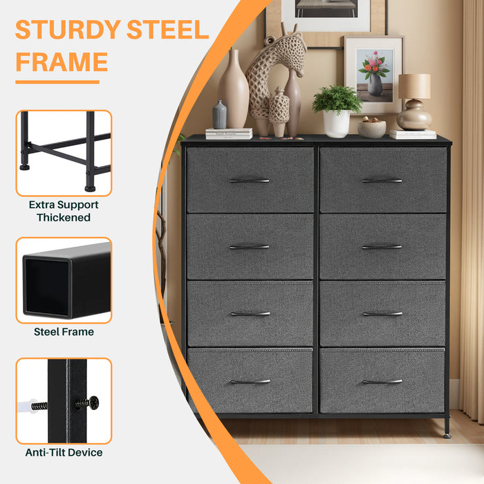 Simenmax 8 Dresser for Bedroom Fabric Dresser Chest of Closets Storage Units Organizer Tower Wooden Top Shelf for Bedroom, Hallway, Entryway, Closet