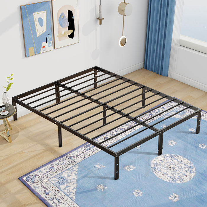 Simenmax Queen Size Metal Platform Bed Frame, Heavy Duty Mattress Foundation with Steel Slats Support, No Box Spring Needed, Black