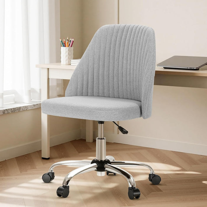Sybels Modern Office Chair: Armless Swivel Desk Chair with Wheels, Adjustable Height Rolling Task Chair for Home, Dorm，Light Gray