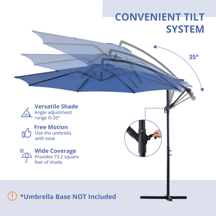 Simenmax 10ft Offset Umbrella Cantilever Patio Hanging Umbrella Outdoor Market Umbrella with Crank Suitable for Garden, Lawn, backyard and Deck,Blue