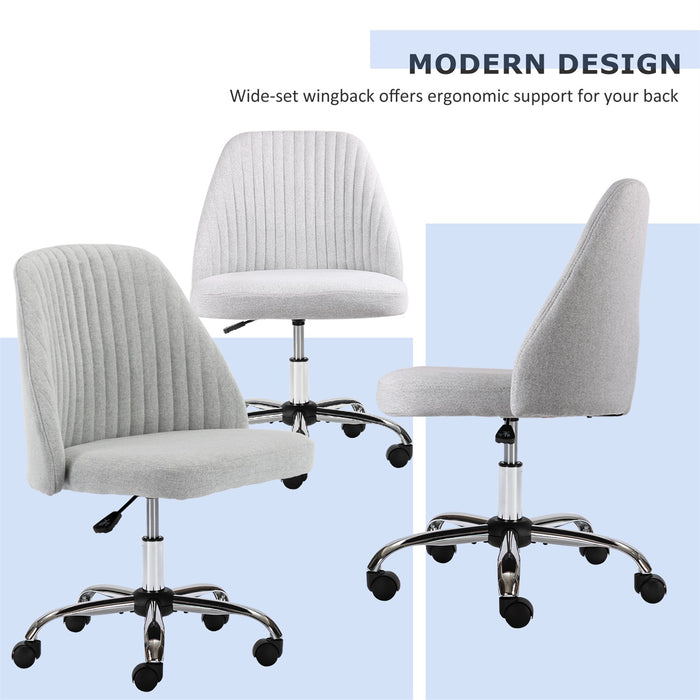 TINKLE WELL Modern Office Desk Chair, Rolling Vanity Swivel Task Chair with Wheels, Stylish Comfortable Armless Backrest for Home, Bedroom, Office, Study