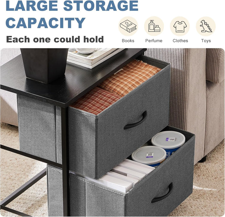 Simenmax Nightstand Set 2, 2 Drawer Dresser for Bedroom, Bedside Furniture, End Table for Bedroom, Closet, Entryway, Gray