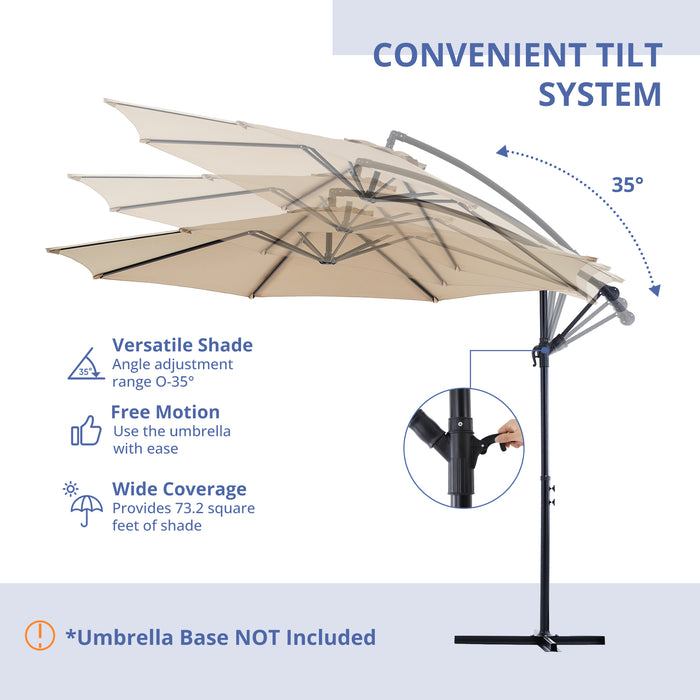 Bigleap 10ft Offset Umbrella Cantilever Patio Hanging Umbrella Outdoor Market Umbrella with Crank & Cross Base Suitable for Garden, Lawn, backyard and Deck,Blue