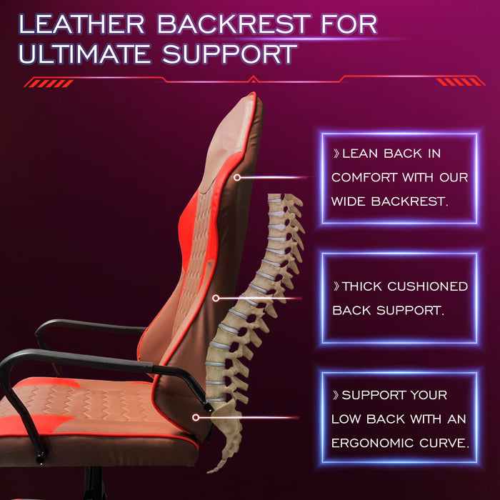 bigleap Gaming Chair, Computer Chair High Back Leather Office Chair with 360°-Swivel Seat for Office or Gaming