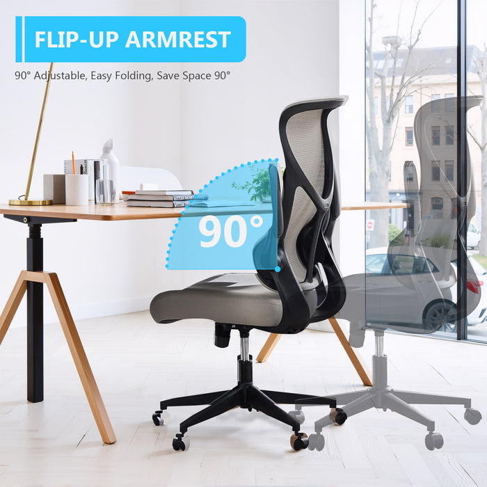 Bigleap Office Chair, Ergonomic Computer Chairs with Flip-up Arms,Gray
