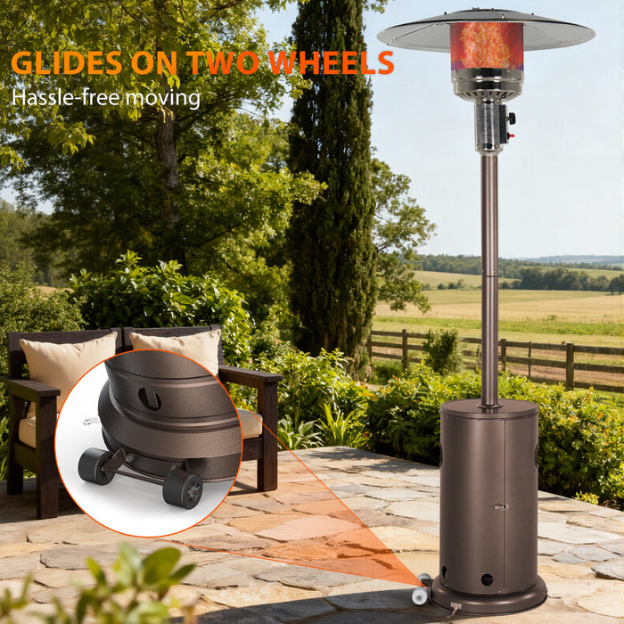 Sybels 48,000 BTU Outdoor Propane Heater with Wheels | Auto Shut-Off & Double-Layer Stainless Steel for Patio and Garden