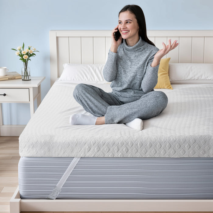 2 inch Queen Size Cool Gel Memory Foam Mattress Topper with cover,Removable Soft Cover, Comfort Body Support & Pressure Relief