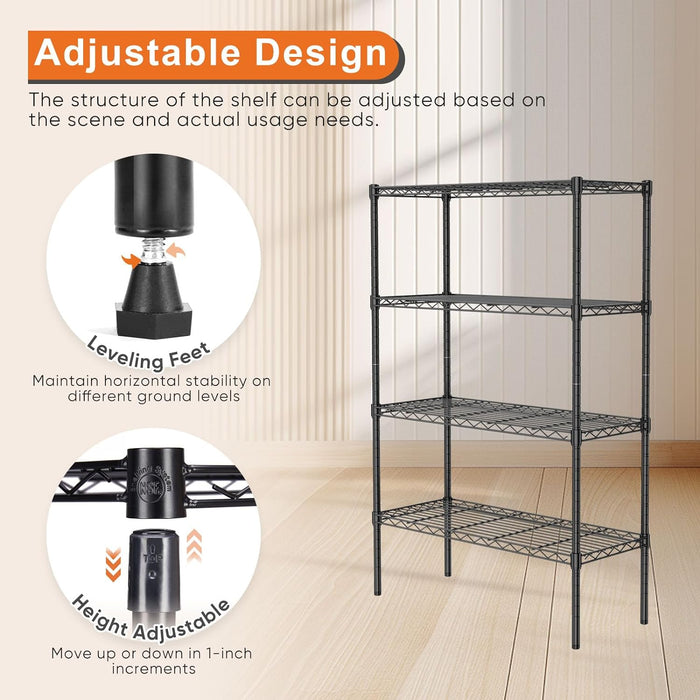 Bigleap 4-Tier Metal Storage Shelving, Adjustable Shelves Unit Heavy Duty Standing Shelf Organizer for Kitchen, Closet, Pantry, Garage, Bathroom, Laundry
