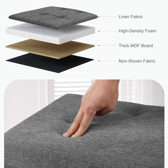 Bigleap 30 Inches Folding Storage Ottoman Bench, Large End of Bed Storage Foot Rest Stools Ottoman Storage Chest with Padded Seat for Bedroom, Living Room, Entryway, Holds up to 660 lb, Grey