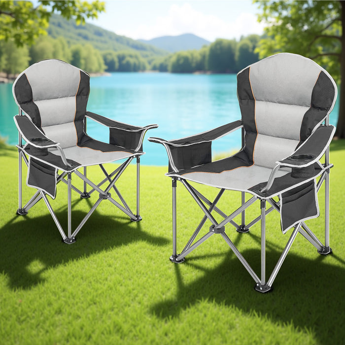 Sybels Oversized Camping Chair with Cooler Bag & Cup Holder, Heavy Duty Folding Outdoor Chair, Portable for Beach, Fishing, Backyard, Picnics