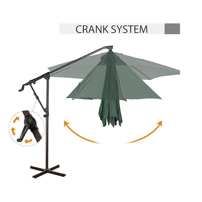 Simenmax 10ft Offset Umbrella Cantilever Patio Hanging Umbrella Outdoor Market Umbrella with Crank Suitable for Garden, Lawn, backyard and Deck,Dark Green