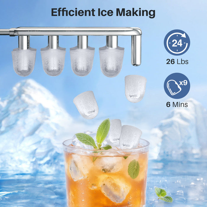 TINKLE WELL Portable Ice Maker, Countertop Self-Cleaning Machine with Ice Scoop & Basket, Ideal for Home, Kitchen, and Parties, Black/White