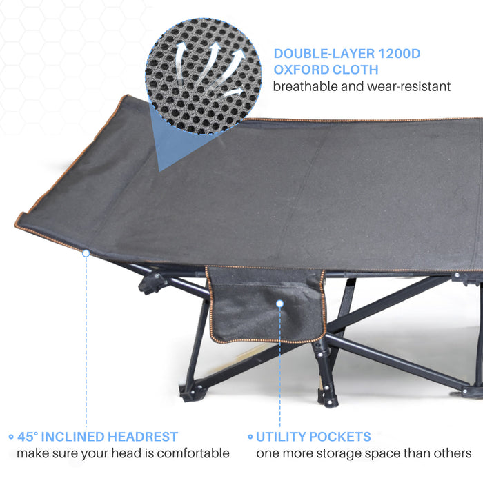Bigleap Camping Cot, Folding Camping Cot Heavy Duty Sleeping Bed with Pilllow for Home Office Travel, Camping, Red