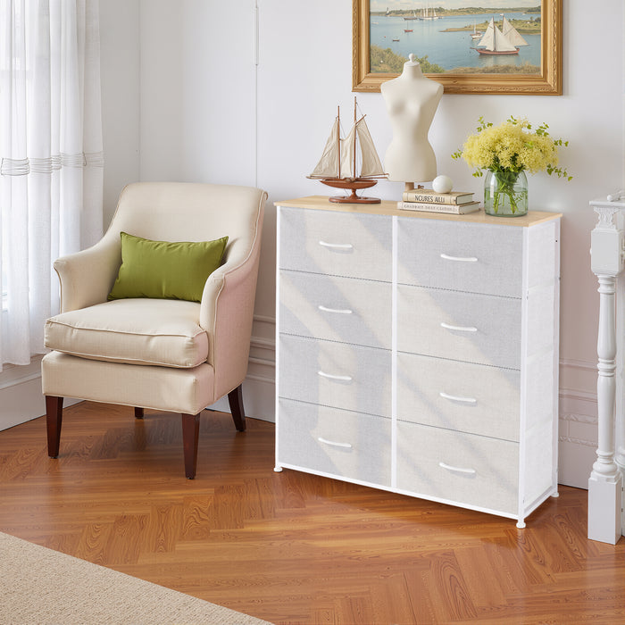 Bigleap 8-Drawer Dresser, Fabric Storage Tower for Bedroom, Hallway, Entryway, Tall Chest Organizer Unit with Fabric Bins,Light Gray
