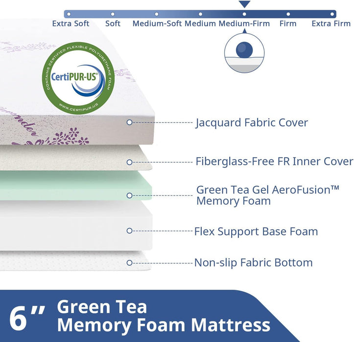 Bigleap 6 inch Twin Size Mattress Gel Memory Foam Mattress, CertiPUR-US Certified, Mattress in Box, Purple