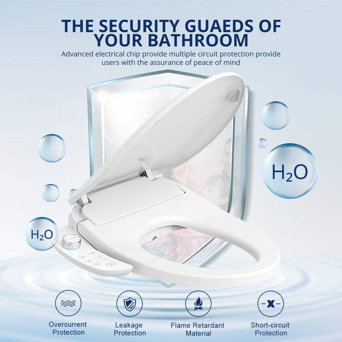 WOod-it Smart Bidet Toilet Seat with Wireless Remote and Side Panel, Multiple Spray Modes, Adjustable Heated Seat, Warm Water and Air Dryer, Auto LED Nightlight