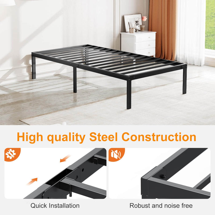 Bigleap Queen Size Bed Frame, Metal Platform Frames No Box Spring Needed, Heavy Duty with Storage Space, 14 Inches High, Sturdy Steel Slat Support, Black
