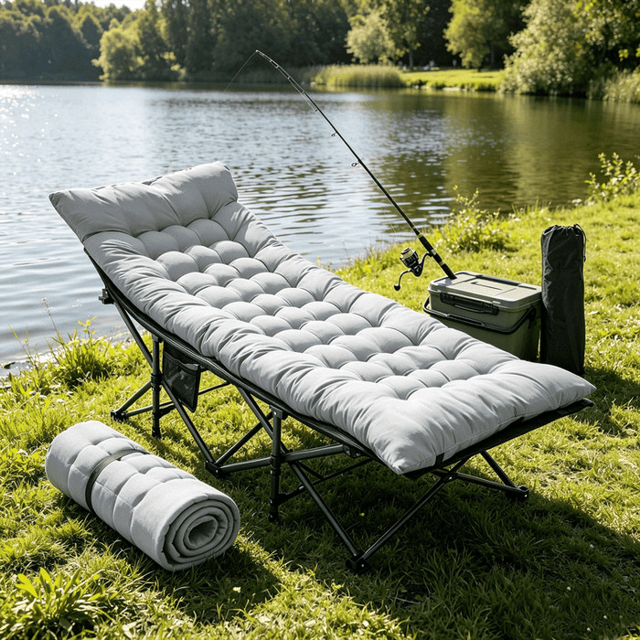 Blorly Folding Camping Cot for Adults, 74" L x 28" W x 14" H Heavy Duty Outdoor Bed with Carry Bag,1200 D Layer Oxford Travel Camp, Gray