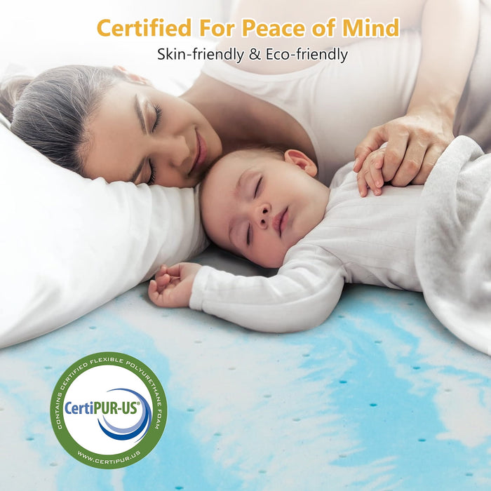 Beddle Memory Foam Mattress Topper, Queen Size Mattress Pad,Pressure Relief for Back Pain