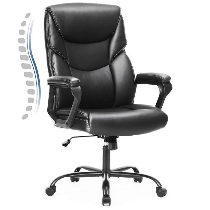 TINKLE WELL TINKLE WELL Big and Tall Office High Back Ergonomic Executive Desk Chair Extra Wide Seat-Black