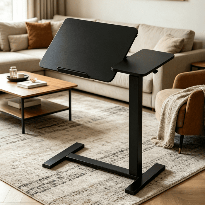 Betcozy Small Standing Desk, Mobile Stand up Desks with Adjustable Split Top, Adjustable Height, 27 Inch Portable Rolling Laptop Computer Desks for Home, White