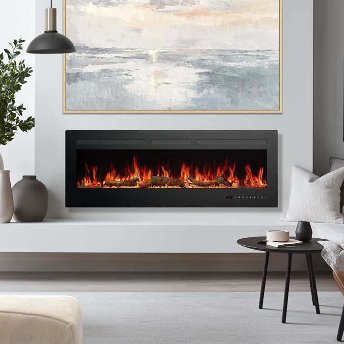 Betcozy 50" Electric Fireplace, Fireplace Heater with Remote, Adjustable Flame Color with Timer, Touch Screen, 1500W/750W Wall Mounted, Recessed Insert, Freestanding