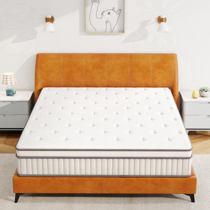 Taoset King Mattress , 10 Inch Hybrid Mattress in a box, Gel Memory Foam and Spring Mattress Support and Pressure Relief, Medium Firmness,Made in USA,Black
