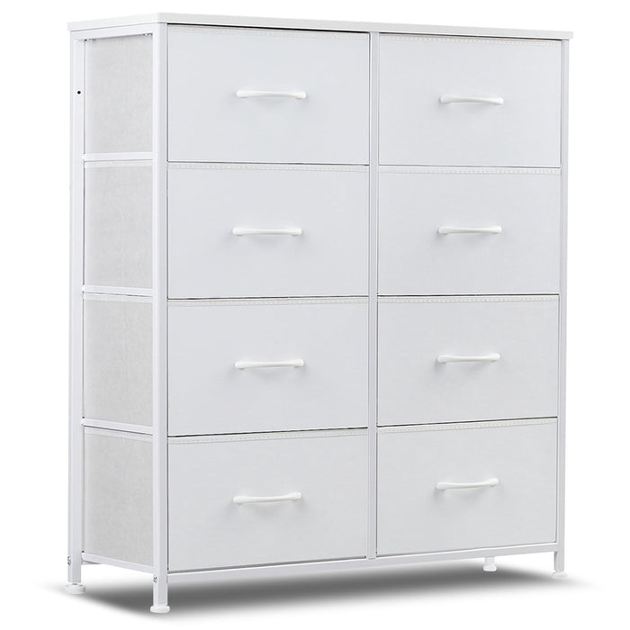 Simenmax 8 Drawer Dresser for Bedroom Fabric Dresser Chest of Closets Storage Units Organizer Tower Wooden Top Shelf for Bedroom, Hallway, Entryway, Closet,White