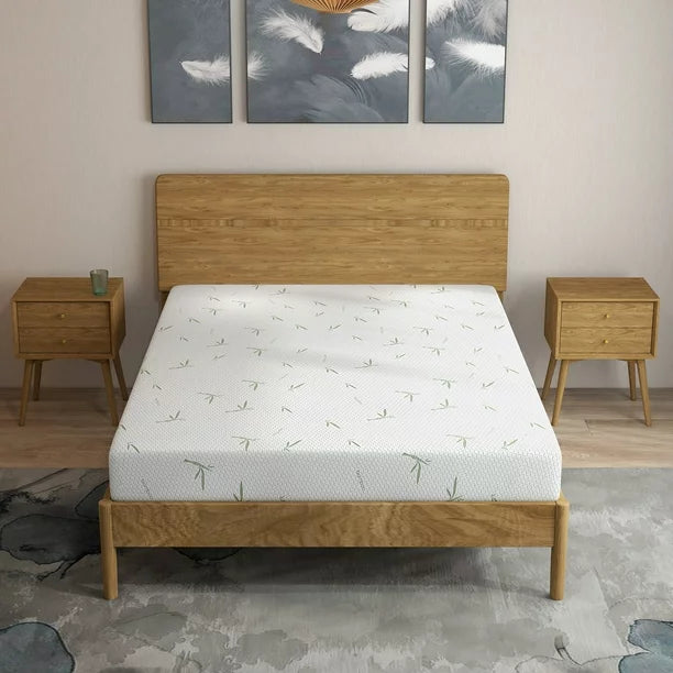 6 inch Green Tea Cooling Gel Memory Foam Mattress in box, King Size Medium-Firm, Bamboo Knit cover, Made in USA