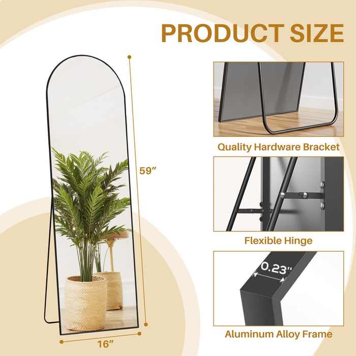 Parcus Full Length Mirror with Stand, Shatterproof Floor Mirror for Bedroom, Living Room, Wall Mounted or Leaning, Aluminum Frame Body Mirror