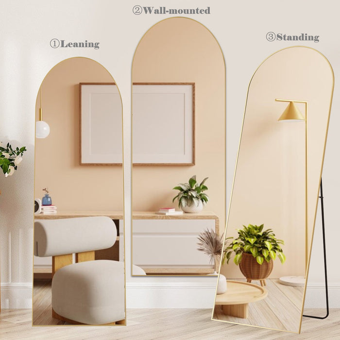 Smiaoer Arched Floor Mirror for Standing, Leaning, or Hanging in Bedroom, Living Room, or Entryway
