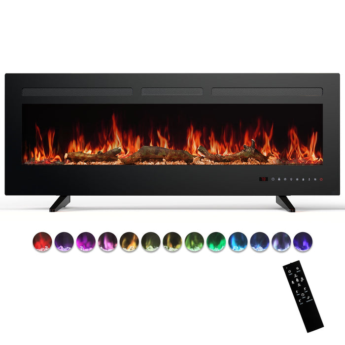 Betcozy Electric Fireplace, 42" Fireplace Heater with Remote, Adjustable Flame Color with Timer, Touch Screen, 1500W/750W Wall Mounted, Recessed Insert, Freestanding