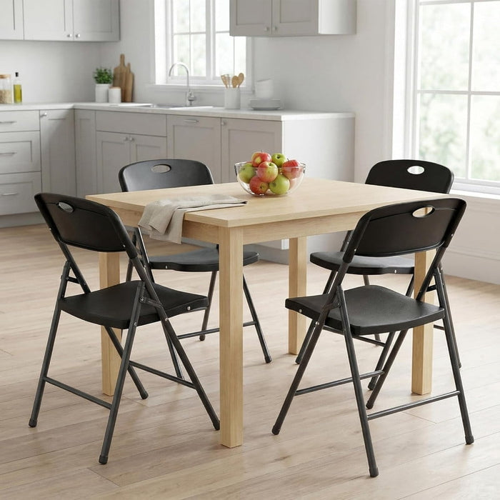 Bigleap 4-Pack Plastic Folding Chairs – Lightweight & Portable for Home, Office, Wedding, Party, Camping, Black