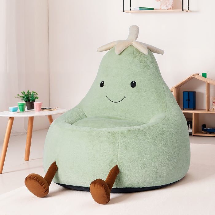 Simenmax 24'' Bean Bag Chair, Plush Rabbit Fur L-Shape Lounger, Washable Stuffed Sofa for Living Room, Bedroom & Reading Nook,Green