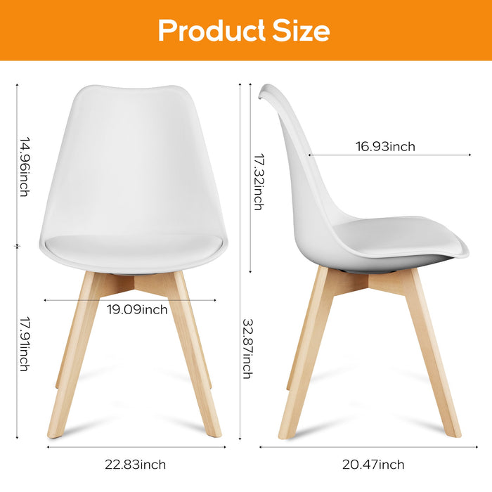 Aidoly Set of 4 Dining Kitchen Chairs, Modern Chair with Wood Legs, PU Leather with Soft Cushion