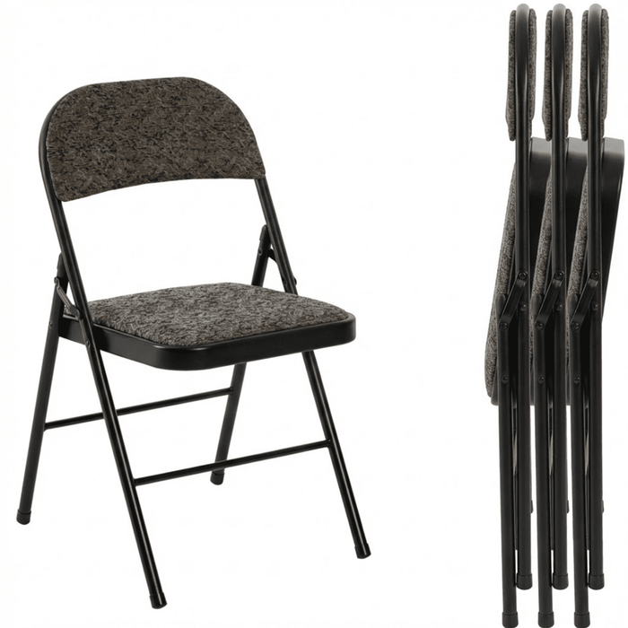 Blorly Folding Chair, 4 Pack Metal Padded Chairs for Outdoor & Indoor, Events Office Wedding Party, 330lbs Capacity, Dark Gray
